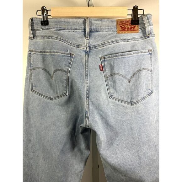 LEVI'S Women's 724 High Rise Straight Crop Fringe Hem Denim Jeans Blue Size 29 - Picture 8 of 8